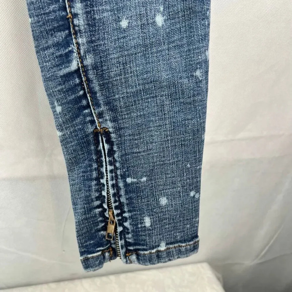 Size Up Apparel White Side Stripe Spatter Effect Zip Ankle Skinny Jeans Sz 33-34 - Picture 4 of 9